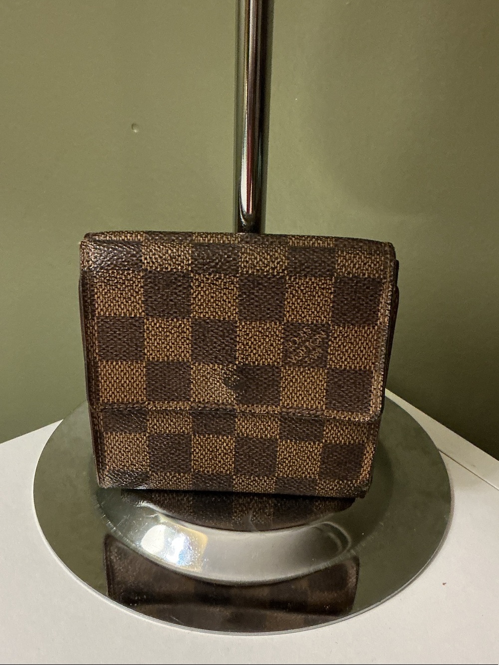 Louis Vuitton Authentic Ebene Brown Tan Damier Compact Wallet with Snap with COA - Picture 4 of 12